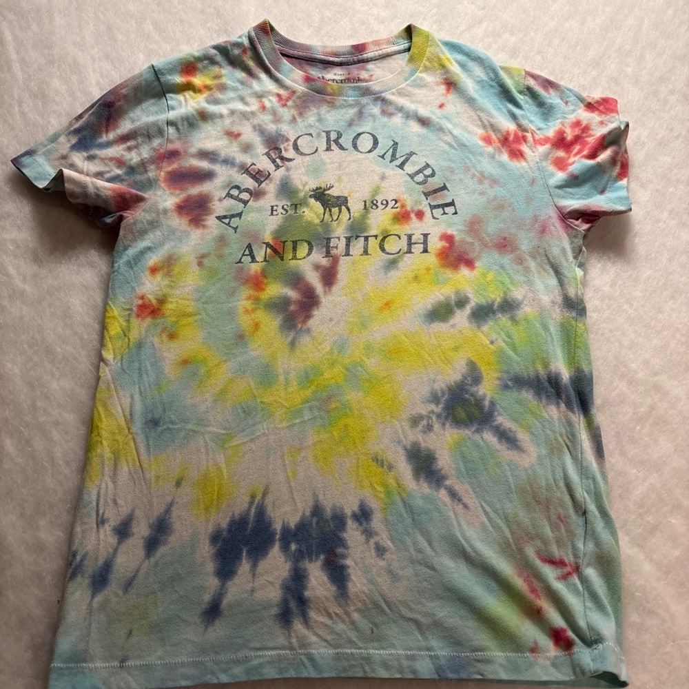 Vintage single stitch Y2K Abercrombie & Fitch  Muscle Tee Tie Dye Logo Men’s S